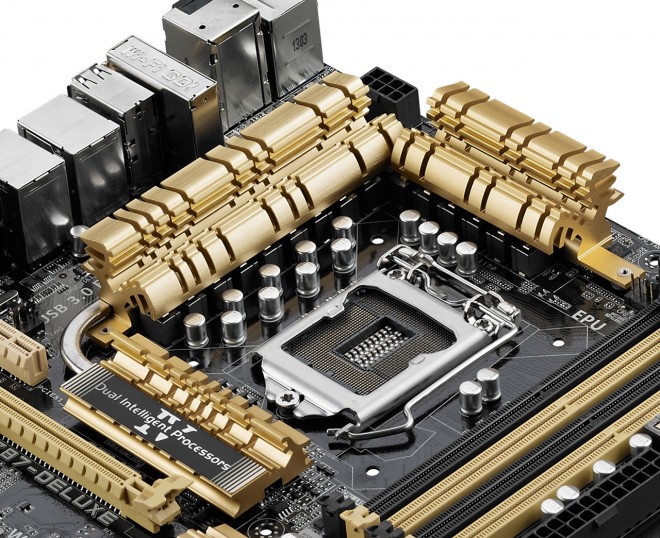 PR-ASUS-Z87-new-color---CPU-socket,-power-delivery-heatsinks,-and-memory-slots