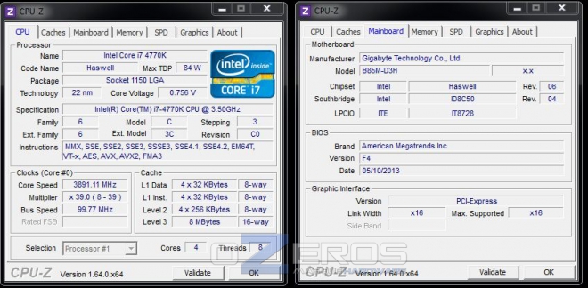 GIGABYTE B85M-D3H, Intel Core i7-4770K Stock @Full