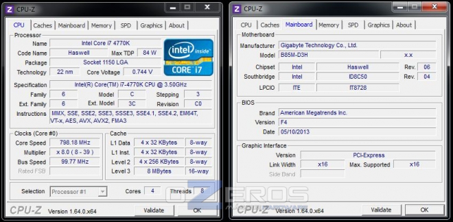 GIGABYTE B85M-D3H, Intel Core i7-4770K Stock @Idle
