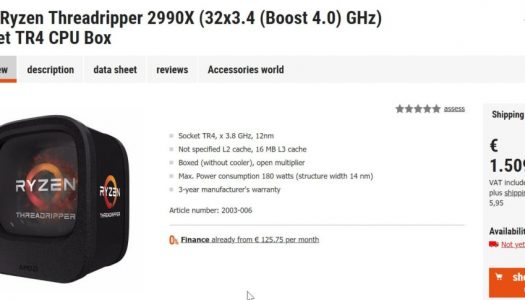 Procesador AMD Threadripper 2990X es publicado por 1700 dólares