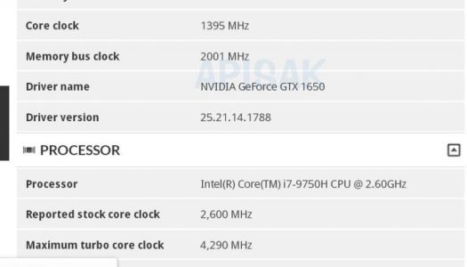Notebook con procesador i7-9750H y GPU GTX 1650 aparece en 3DMark