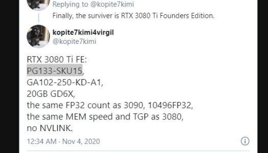 NVIDIA podría estar trabajando en una RTX 3080 Ti con 20 GB de memoria GDDR6X