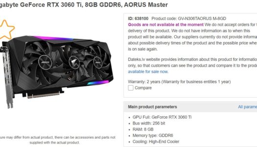 La NVIDIA GeForce RTX 3060 Ti ya está apareciendo en tiendas europeas