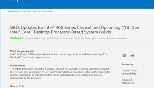 Los procesadores Intel Core “Rocket Lake” no serán compatibles con las placas B460 y H410